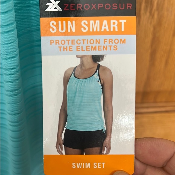 Brand new ZeroXposur Aqua and Black 2 piece Swim Set - Picture 2 of 6